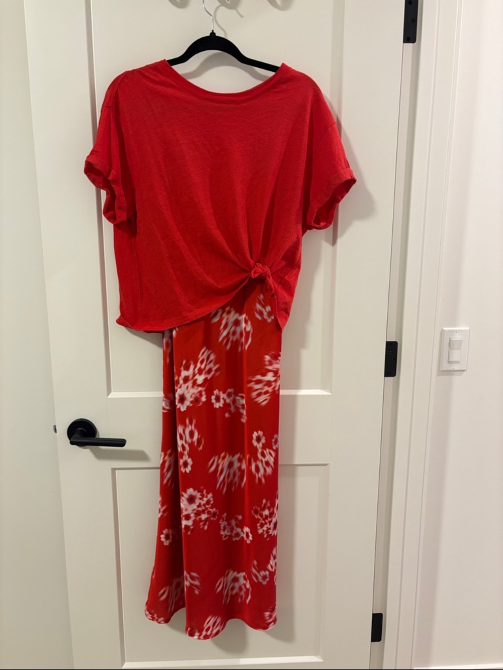 All Saints Red Floral Tie-Front Dress